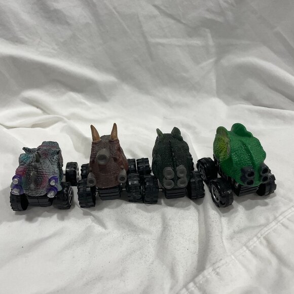 Lot of 4 Dino Bros Pull Back & Go Dinosaur Head Mini Monster Truck Car Toys - Picture 6 of 8
